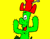 Disegno Cactus con il cappello  pitturato su GAIA