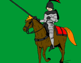 Disegno Cavallerizzo a cavallo  pitturato su Alberto