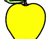 Disegno mela  pitturato su mela gialla