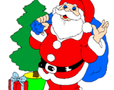 Disegno Babbo Natale con lalbero di Natale pitturato su S..Sissy