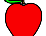 Disegno mela  pitturato su mela rossa
