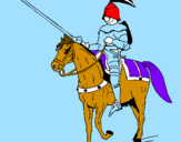 Disegno Cavallerizzo a cavallo  pitturato su matteo