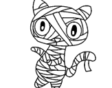 Disegno Mummia gatto scaraboechio pitturato su elisa