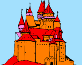 Disegno Castello medievale  pitturato su elena