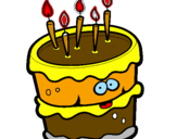Disegno Torta di compleanno 2 pitturato su emma