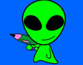 Disegno Alieno II pitturato su camillag