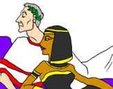 Disegno Cesare e Cleopatra  pitturato su ste