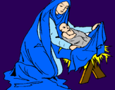 Disegno Nascita di Gesù Bambino pitturato su valentina