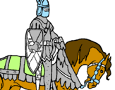 Disegno Cavaliere a cavallo pitturato su ciccio
