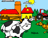 Disegno Mucca nella fattoria  pitturato su ALBERTO