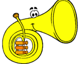 Disegno Corno  pitturato su trombone
