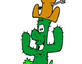 Disegno Cactus con il cappello  pitturato su nicolò