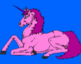 Disegno Unicorno seduto  pitturato su federica