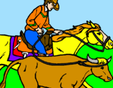 Disegno Cowboy e mucca  pitturato su laura