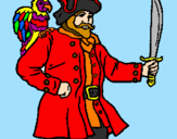 Disegno Pirata con il pappagallo  pitturato su margherita mimmi