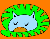 Disegno Gatto addormentato  pitturato su minu