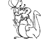 Disegno Coccodrillo con dei palloncini  pitturato su zoe