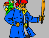 Disegno Pirata con il pappagallo  pitturato su sara coriani