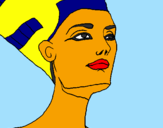Disegno Busto di Nefertiti  pitturato su teo