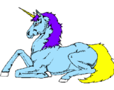 Disegno Unicorno seduto  pitturato su ARIANNA