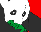 Disegno Orso panda con il suo cucciolo pitturato su gabriel