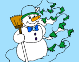Disegno Pupazzo di neve e albero di Natale pitturato su ELI  