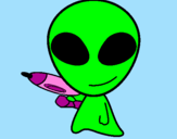 Disegno Alieno II pitturato su gloria amico