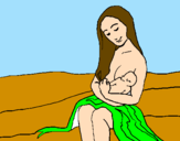 Disegno Madre e figlio  pitturato su mary
