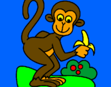 Disegno Scimmietta  pitturato su sara