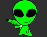 Disegno Alieno II pitturato su luca