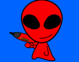 Disegno Alieno II pitturato su rene