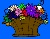 Disegno Paniere di fiori 7 pitturato su ginny