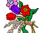 Disegno Mazzo di fiori pitturato su scribani jessica