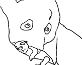 Disegno Orso panda con il suo cucciolo pitturato su cavalius