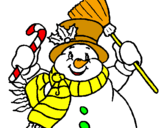 Disegno Pupazzo di neve con la sciarpa pitturato su GABRIELLINO ORSETTTINO