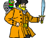 Disegno Pirata con il pappagallo  pitturato su michele