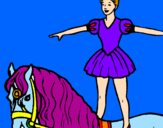 Disegno Trapezista in groppa al cavallo pitturato su marianna