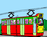 Disegno Tram con passeggeri  pitturato su ttt
