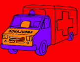 Disegno Ambulanza  pitturato su serena