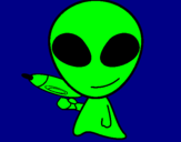 Disegno Alieno II pitturato su riccardo vitale