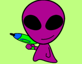 Disegno Alieno II pitturato su costanza
