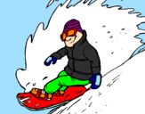 Disegno Discesa in snowboard  pitturato su lollo