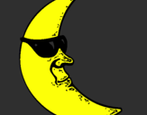 Disegno Luna con gli occhiali da sole  pitturato su Giuseppe