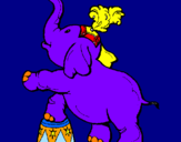 Disegno Elefante  pitturato su giuliana