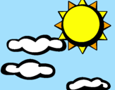 Disegno Sole con nuvole 2 pitturato su ilenia