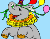 Disegno Elefante con 3 palloncini  pitturato su giuliana
