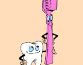 Disegno Molare e spazzolino da denti pitturato su giuliana