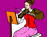 Disegno Dama violinista  pitturato su aurora