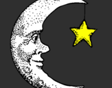 Disegno Luna e stelle  pitturato su claudia