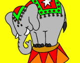 Disegno Elefante in scena  pitturato su sergio
